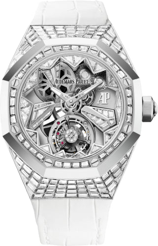 Audemars Piguet Royal Oak Concept 26228BC.ZZ.D011CR.01 Flying Tourbillon 38.5mm White Gold Diamond Paved Alligator Leather Strap Main image