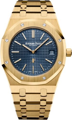 Audemars Piguet Royal Oak 15202BA.OO.1240BA.01 39mm Extra-Thin Yellow Gold Blue Index Yellow Gold Bracelet