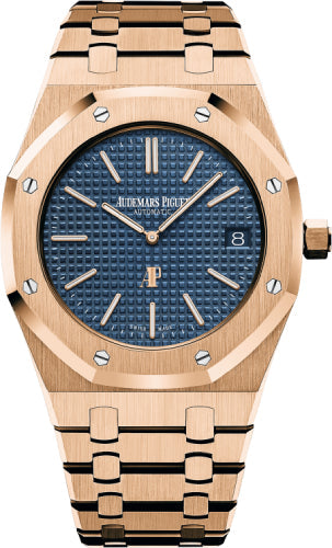 Audemars Piguet Royal Oak 15202OR.OO.1240OR.01 39mm Extra-Thin Rose Gold Blue Dial