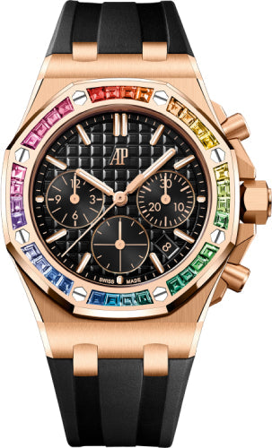 Audemars Piguet Offshore 26236OR.YY.D002CA.01 37mm Chronograph Pink Rose Gold Rainbow Black Dial