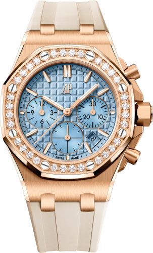 Audemars Piguet Royal Oak Offshore 26231OR.ZZ.A085CA.01 37mm Chronograph Pink Rose Gold Diamond Light Blue Dial
