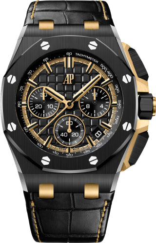 Audemars Piguet Royal Oak Offshore 26420CE.OO.A127CR.01 43mm Chronograph Ceramic Yellow Gold Links Black Dial
