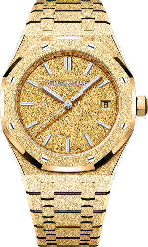 Audemars Piguet Royal Oak 77450BA.GG.1361BA.01 34mm Frosted Gold Selfwinding Yellow Gold Crystal Sand Dial