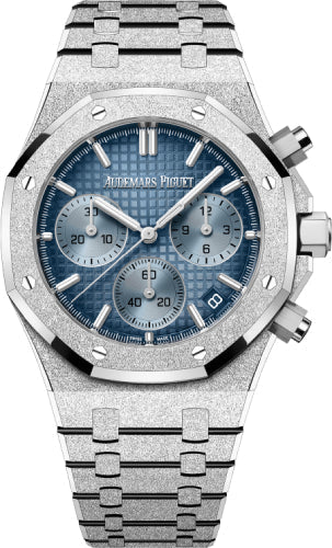 Audemars Piguet Royal Oak 26240BC.GG.1324BC.02 41mm Chronograph Frosted White Gold Blue Dial
