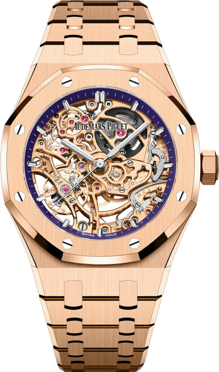 Audemars Piguet Royal Oak 15467OR.OO.1256OR.02 37mm Double Balance Wheel Openworked Pink Rose Gold Purple Inner Dial