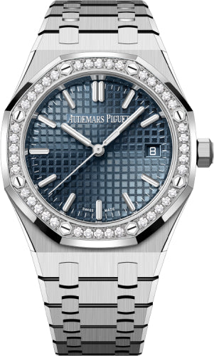 Audemars Piguet Royal Oak 77451ST.ZZ.1361ST.04 34mm Stainless Steel Blue Dial Diamond Bezel