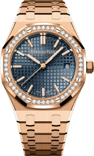 Audemars Piguet Royal Oak 77451OR.ZZ.1361OR.04 34mm Rose Gold Blue Dial Diamond Bezel Main image