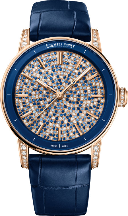 Audemars Piguet Code 11.59 77410OR.ZZ.D343CR.01 Selfwinding Pink Gold Blue Sapphires & Diamond Dial 38mm